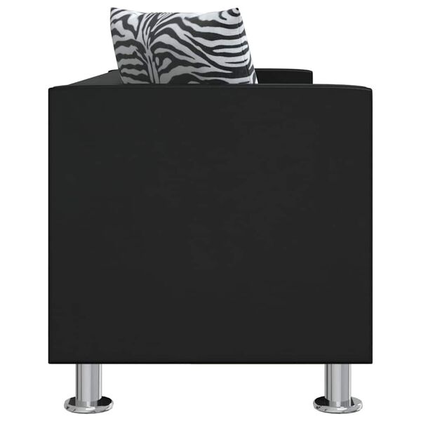 vidaXL Sof&aacute; de 3 plazas de cuero artificial negro