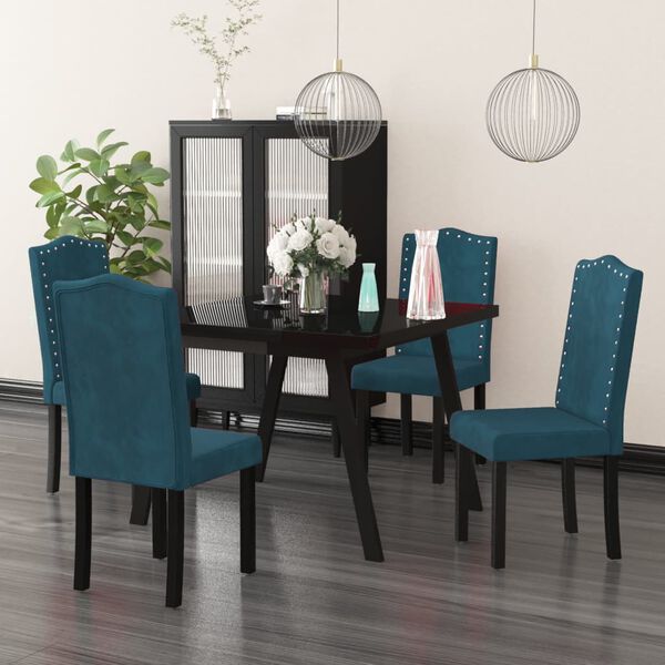 vidaXL Sillas de comedor 4 unidades terciopelo azul