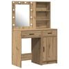 vidaXL Conjunto de mesa de vestidor con LED 2 uds. Roble artisan