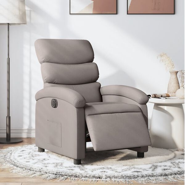 vidaXL Sillón reclinable eléctrico tela gris taupé