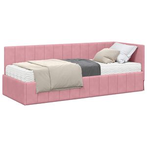 vidaXL Estructura de Cama Esquina con Colch&oacute;n 2 uds. Gris Terciopelo