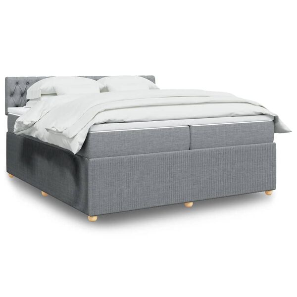 vidaXL Cama box spring con colch&oacute;n tela gris claro 200x200 cm