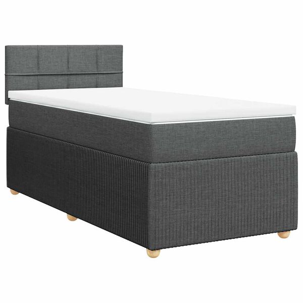 vidaXL Cama box spring con colch&oacute;n tela gris oscuro 80x200 cm