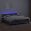 vidaXL Cama box spring colch&oacute;n y LED cuero sint&eacute;tico gris 180x200 cm