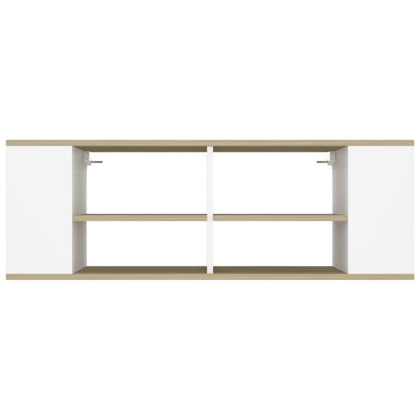 vidaXL Mueble de pared de TV contrachapada blanco y roble 102x35x35 cm