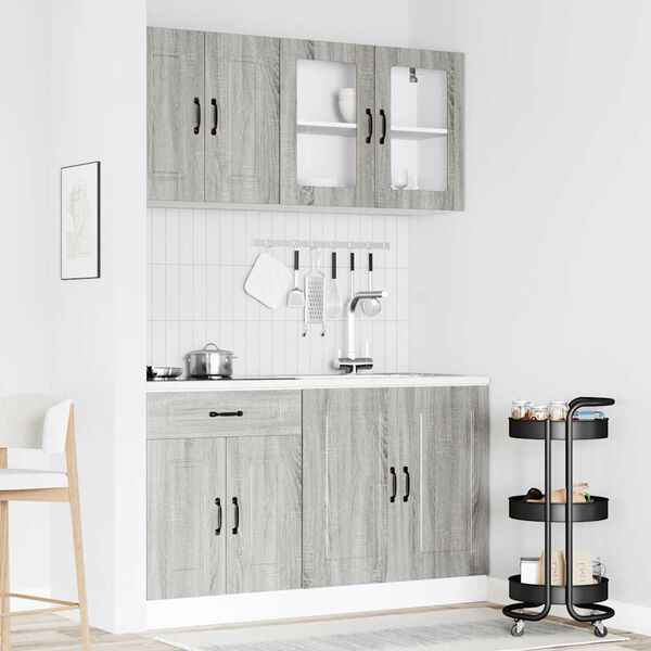 vidaXL Mueble cocina Kalmar sonoma gris 4 pzas madera contrachapada