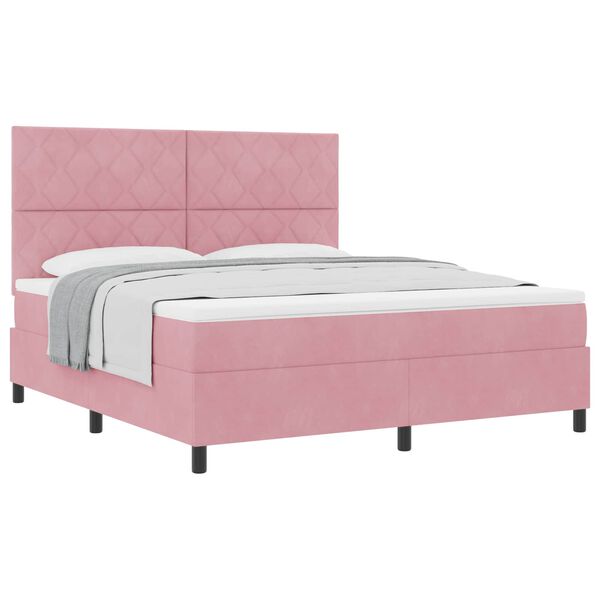 vidaXL Cama tipo Box Spring con colch&oacute;n Rosa 180 x 200 cm tela