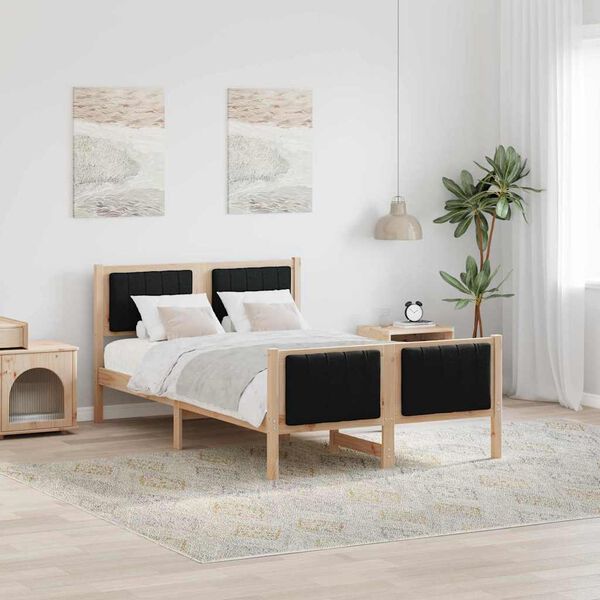 vidaXL Estructura de cama con cabecera Marr&oacute;n y negro 120 x 190 cm