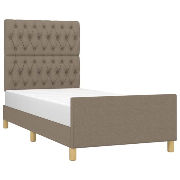 vidaXL Estructura de cama sin colch&oacute;n tela taupe 90x200 cm