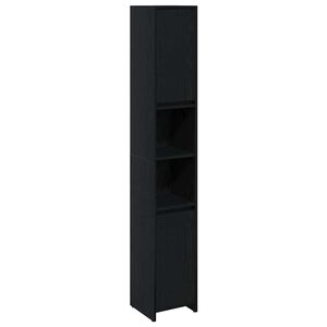 vidaXL Gabinete de Ba&ntilde;o con puerta Roble Negro 30 x 30 x 183,5 cm