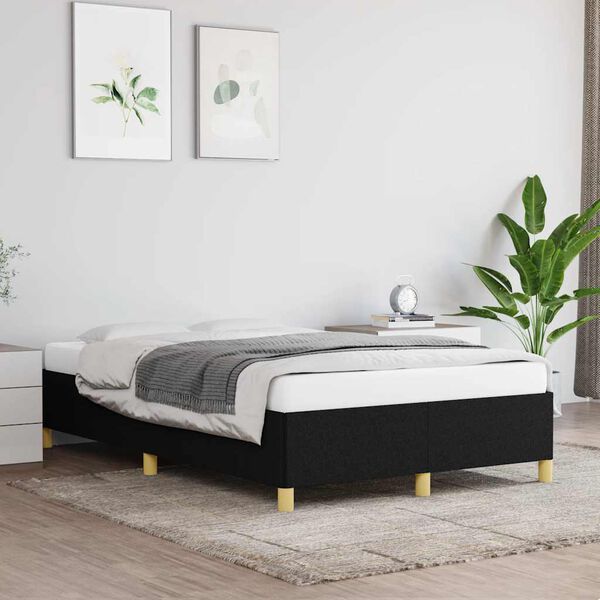 vidaXL Estructura de cama sin colch&oacute;n tela negro 120x190 cm
