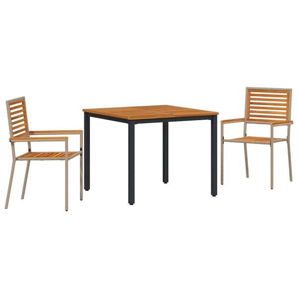 vidaXL Conjunto de Comedor de Jard&iacute;n 3 pcs Beige y Marr&oacute;n