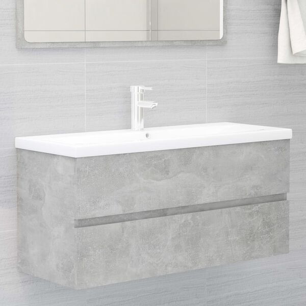 vidaXL Armario para lavabo contrachapada gris hormigón 100x38,5x45 cm