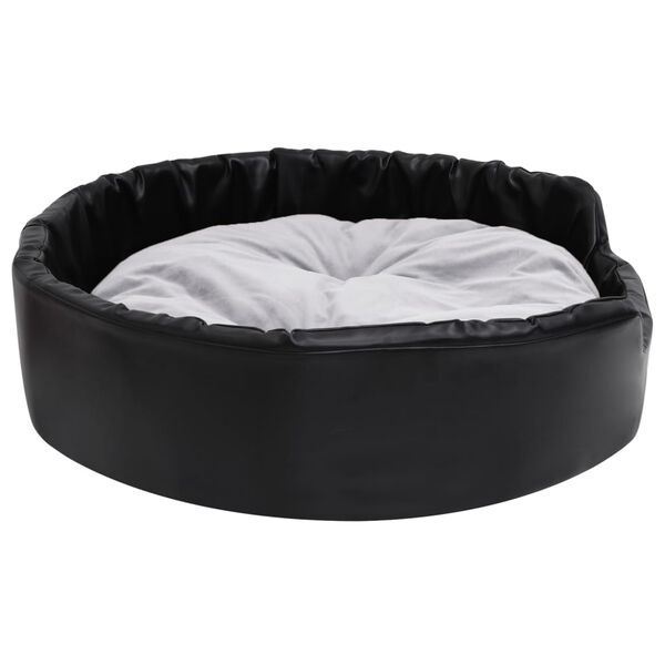vidaXL Cama para perros felpa y cuero sint&eacute;tico negro gris 90x79x20 cm