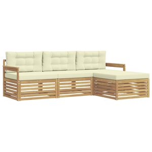 vidaXL Conjunto de sof&aacute;s de exterior 4 uds. Blanco y Crema Poli&eacute;ster
