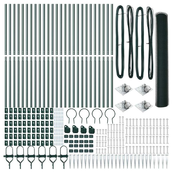 vidaXL Poste de Valla Verde 50 x 1,4 m (malla de 25 mm) Acero y PVC