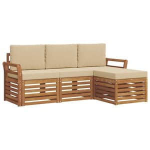 vidaXL Conjunto de sof&aacute;s de exterior con coj&iacute;n 4 pcs Natural y Beige