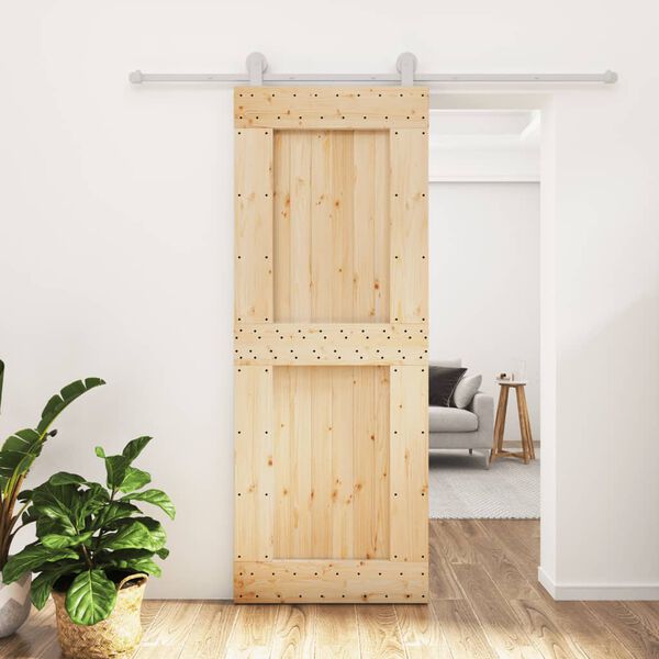 vidaXL Puerta corredera con herrajes madera maciza de pino 80x210 cm