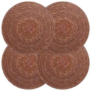 vidaXL Manteles de hierba marina 4 uds. Marr&oacute;n 100% Hierba marina