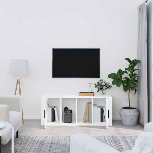 vidaXL Mueble para TV madera contrachapada blanco 100x35x40 cm