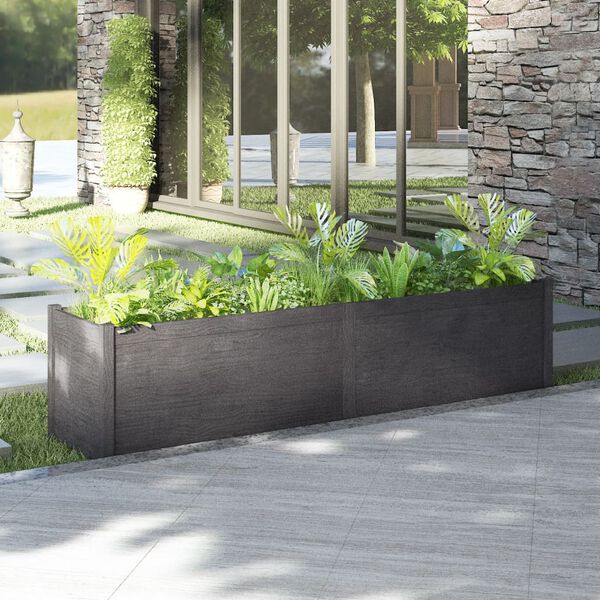 vidaXL Jardinera de madera maciza de pino gris 200x50x50 cm