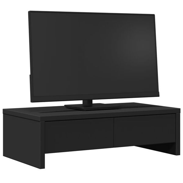 vidaXL Soporte de monitor con cajones madera negro 50x27x15 cm