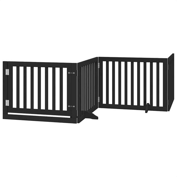 vidaXL Puerta de perros plegable 8 paneles madera &aacute;lamo negra 640 cm