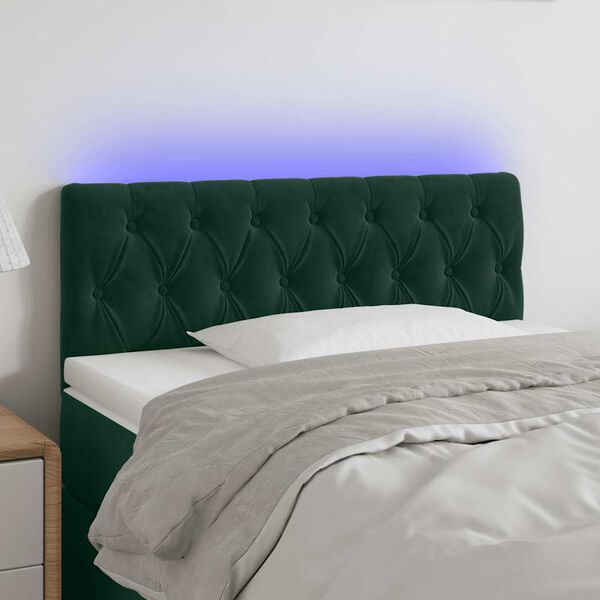 vidaXL Cabecero con LED de terciopelo verde oscuro 90x7x78/88 cm