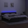 vidaXL Cama box spring colch&oacute;n y luces LED tela negro 200x200 cm