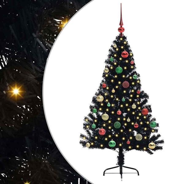vidaXL &Aacute;rbol de Navidad Artificial Preiluminado Negro 150 cm PVC