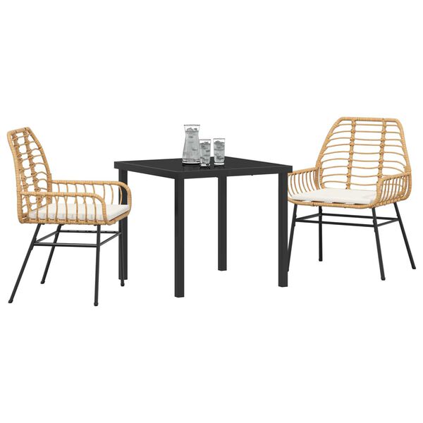 vidaXL Conjunto de Comedor de Jardín 3 pcs Marrón ratán sintético