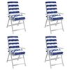 vidaXL Cojines silla respaldo bajo 4 uds tela Oxford rayas azul blanco