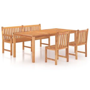 vidaXL Juego de comedor de jard&iacute;n 4 piezas madera maciza de teca