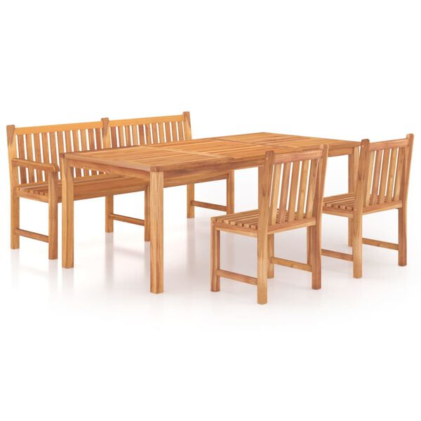 vidaXL Juego de comedor de jard&iacute;n 4 piezas madera maciza de teca