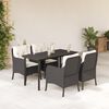 vidaXL Set de muebles jard&iacute;n 5 pzas con cojines rat&aacute;n sint&eacute;tico negro