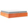 vidaXL Cama con colch&oacute;n madera maciza de pino marr&oacute;n cera 200x200 cm