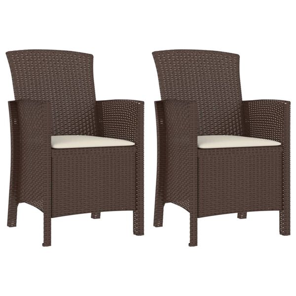 vidaXL Sillones de jardín 2 unidades con cojines ratán PP marrón