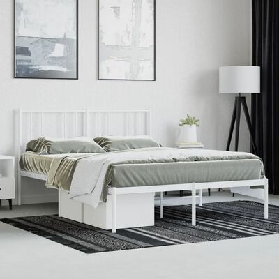 vidaXL Estructura de cama de metal con cabecero blanca 150x200 cm
