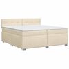 vidaXL Cama box spring con colch&oacute;n Crema 200 x 200 cm Tela