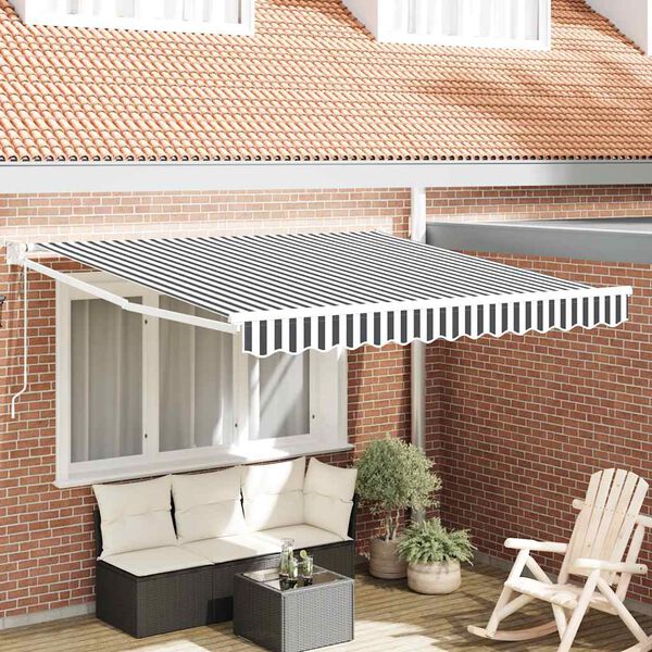vidaXL Toldo retr&aacute;ctil aluminio y tela gris antracita y blanco 3x2,5 m