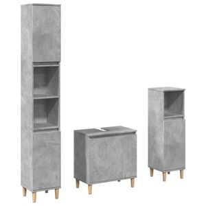 vidaXL Set muebles de ba&ntilde;o 2 piezas madera contrachapada gris hormig&oacute;n