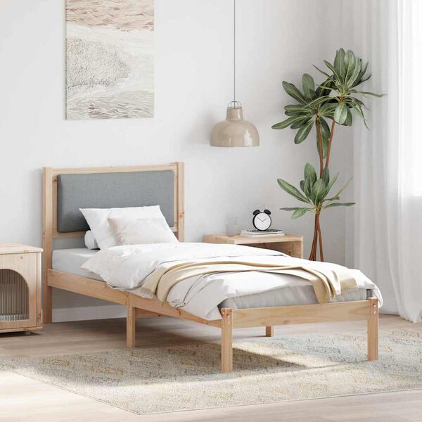 vidaXL Estructura de cama Gris Claro 80 x 190 cm Madera de pino macizo