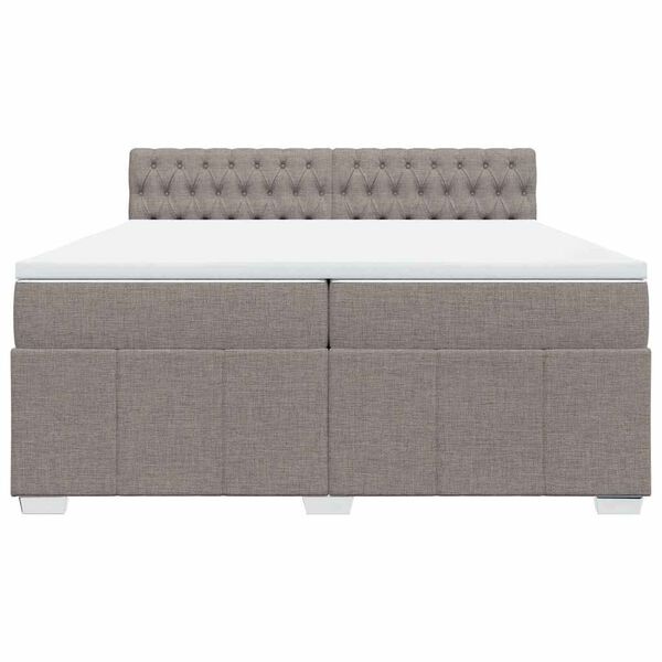 vidaXL Cama box spring con colch&oacute;n tela gris taupe 200x200 cm