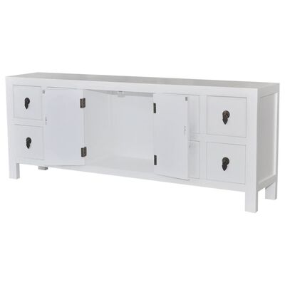 vidaXL Mueble de TV madera contrachapada blanco 110x24x48 cm