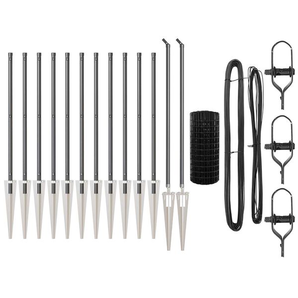 vidaXL Valla con Poste Gris 0,4 x 25 m Acero y PVC