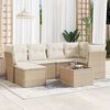 vidaXL Set sof&aacute;s de jard&iacute;n 7 piezas y cojines rat&aacute;n sint&eacute;tico beige