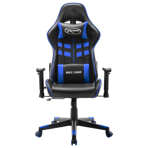 vidaXL Silla de gaming de cuero sint&eacute;tico negro y azul