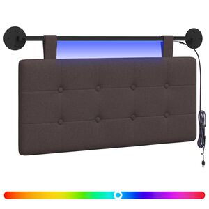 vidaXL Cabecero colgante Con luz LED Marr&oacute;n Oscuro Tela