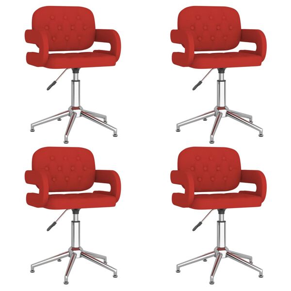 vidaXL Sillas de comedor giratorias 4 uds cuero sint&eacute;tico rojo tinto
