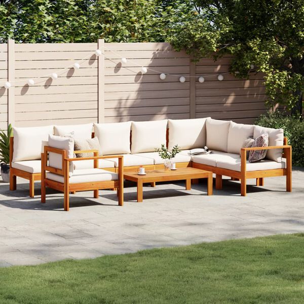 vidaXL Set de sofás de jardín con cojines 6 pzas madera maciza acacia